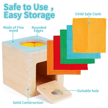 Fcsonu Kids Toddler Toys, Montessori Baby Toys 0-6-12 Months, 1 Year Old Wooden Baby Tissue Box Toy For Educational Learning Wit