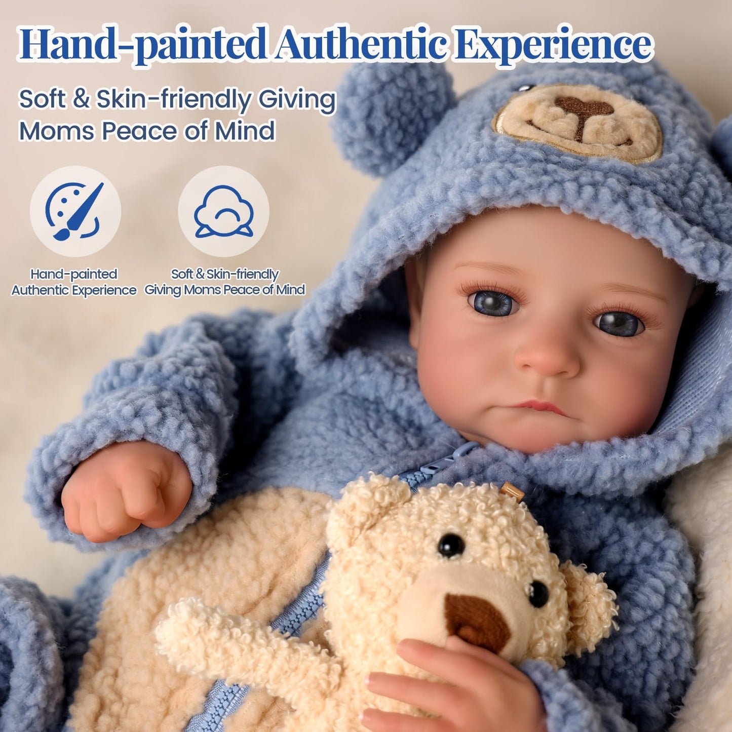 Babeside Lifelike Reborn Baby Dolls Boy - Aiden 18 Inch Handmade Realistic Baby Doll Soft Body Realistic-Newborn Baby Doll With