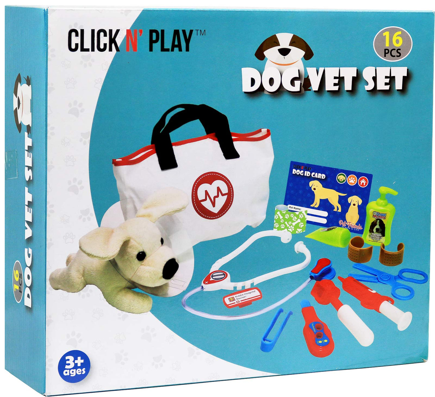 Click N' Play Kids Veterinary Playset, Vet Play Sets for Kids, Vet Pretend Play for Kids, Vet Set Includes Plush Dog Toy and Vet