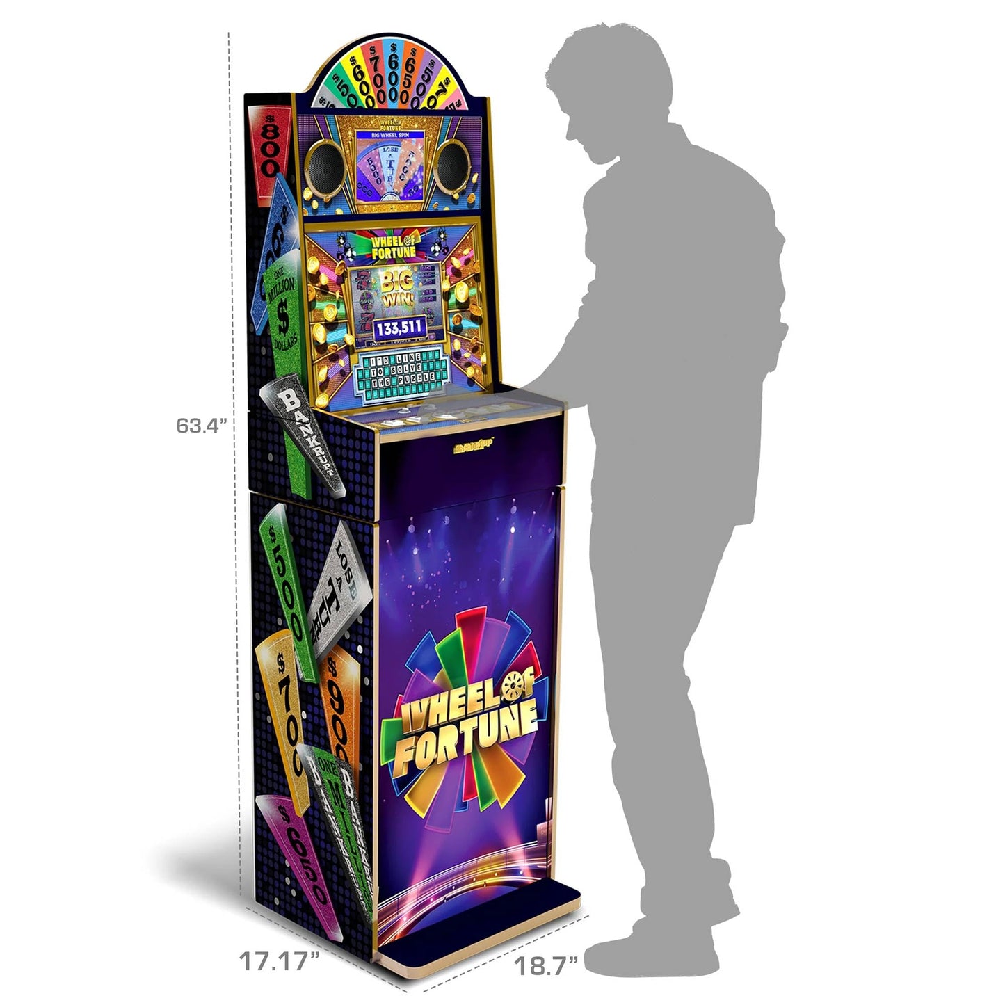 Arcade1Up Wheel Of Fortune Casinocade Deluxe Arcade Game Machine Stand Up Cabinet, 5 Ft