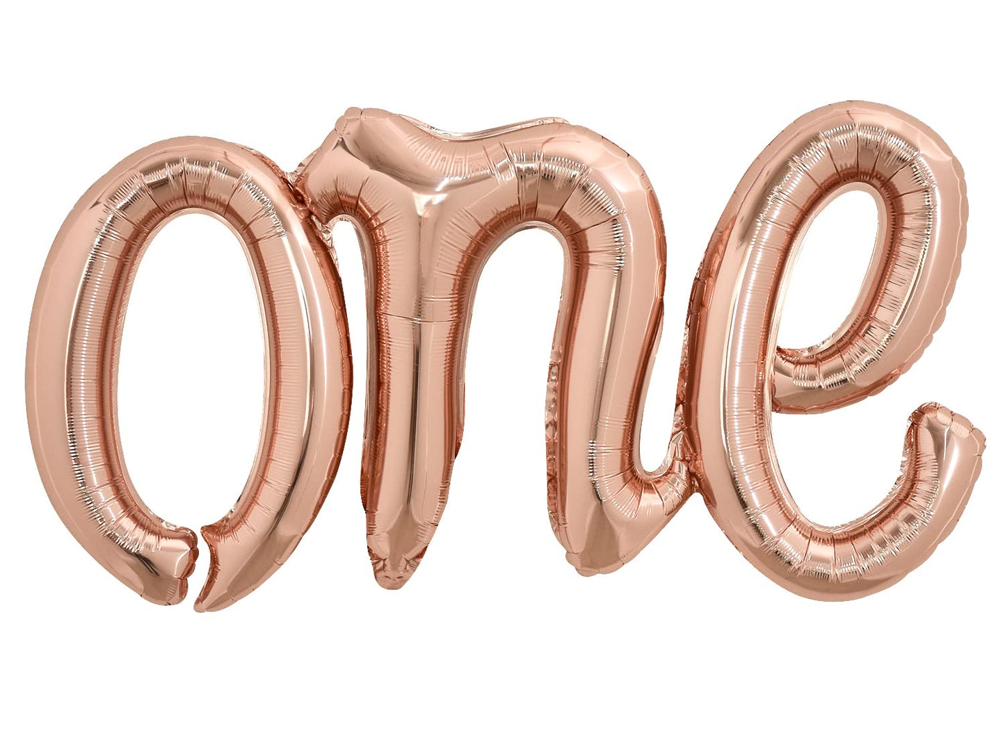 Toniful Rose Gold One Balloons Banner, 42*16 Inch Mylar Foil Script,Cursive Letter One Sign Banner Balloon Bunting Reusable Ecof