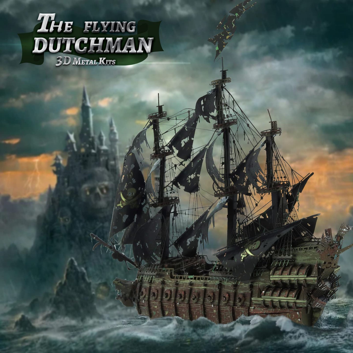 Piececool Metal 3D Puzzles For Adults, Flying Dutchman Pirate Ship Model Kits, 3D Watercraft Model Building Kit, Diy Craft Kits Difficult 3D Puzzles For Family Time, Great Christmas Birthday Gifts