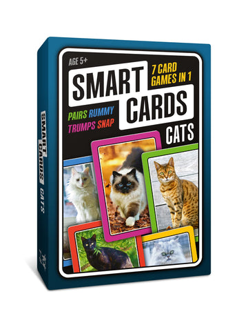 SMART CARDS Cats Card Games - Matching Pairs, Snap, Trumps, Rummy, Happy Families (8 Games To Play) | Age 5+, 1-8 Players | Fun