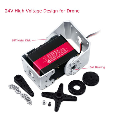 ANNIMOS 160kg High Torque Robot Servo Motor 24V Metal Gear with Double-Shaft Brackets