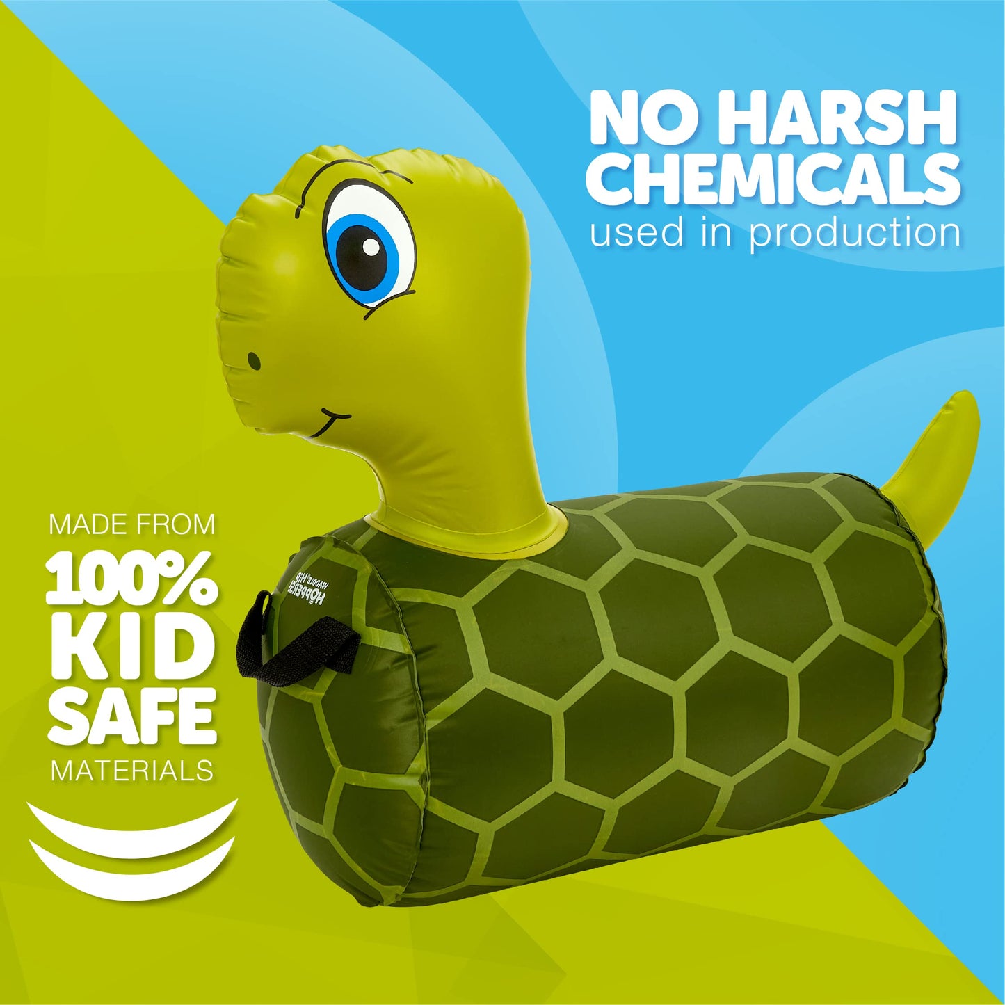 Waddle Hip Hopper Inflatable Hopping Animal Bouncer Turtle, Ages 2 And Up, Supports Up To 85 Pounds