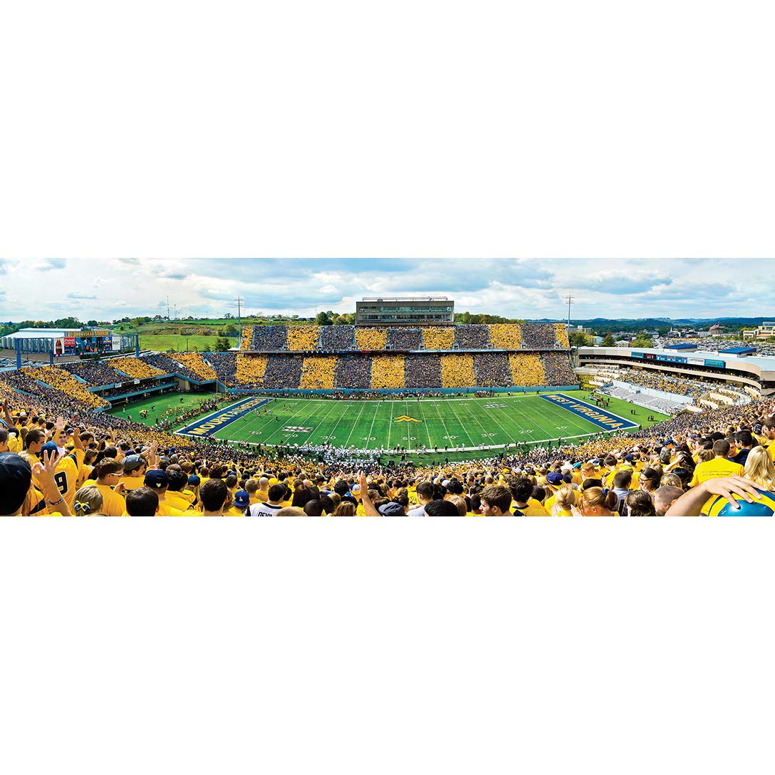 Masterpieces Sports Puzzle - Stadium Panoramic 1000 Piece Jigsaw Puzzle For Adults - West Virginia Mountaineers Ncaa Stadium Panoramics Center View - 13'X39'