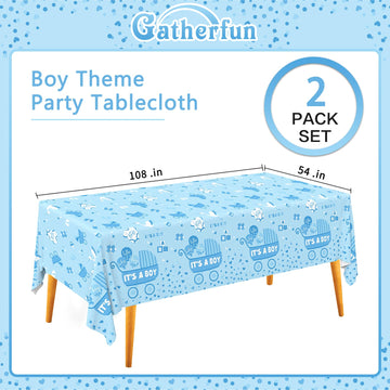 Gatherfun Baby Boy Shower Party Supplies: 2-Pack Its A Boy Decorations,Disposable Plastic Tablecloth, Ideal Table Cover for Baby