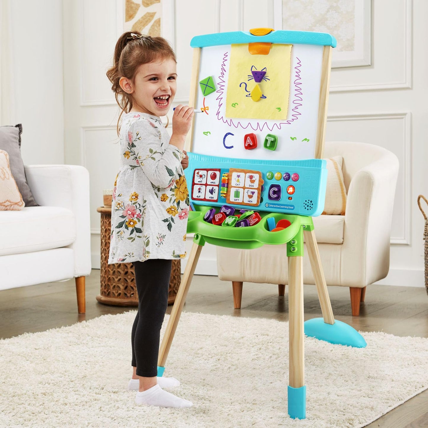 LeapFrog Interactive Learning Easel with Magnetic Chalkboard and Whiteboard for Kids Ages 3-5 (Frustration Free Packaging)