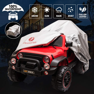 2 Seater Ride On Truck And Car Cover, 12V Children'S Electric Car With Parental Remote Control, Music, Mp3 Player, Led Lights, Spring Suspension, Red
