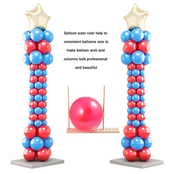 Auihiay 14 Sizes Adjustable Wood Balloon Sizer Ruler - Measurement Tool for Balloon Decorations, Arches, Columns, Rings, Towers