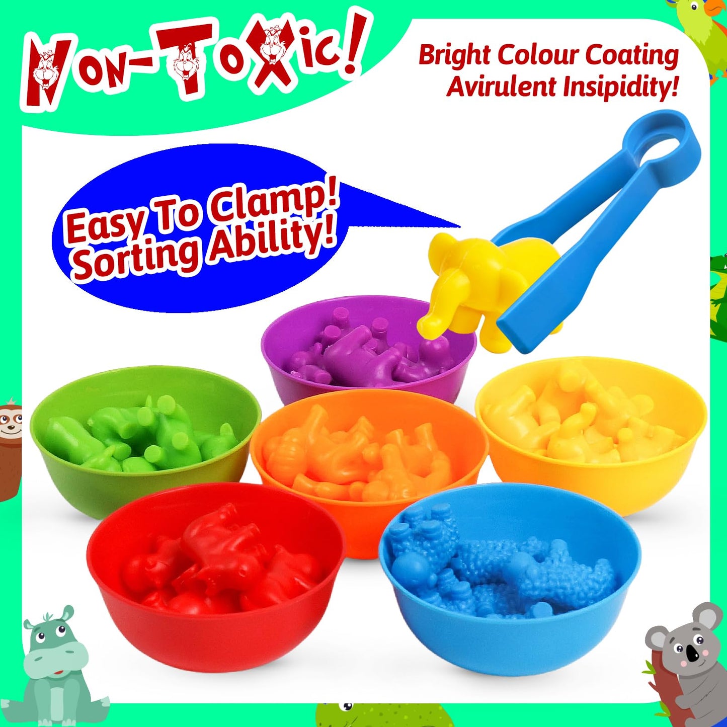 Counting Dinosaurs Toys Matching Games With Sorting Bowls Learning Activities Preschool Manipulatives Montessori Fine Motor Skills Toys For 3 4 5 Years Kids Toddler
