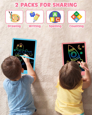 Lcd Writing Tablet For Kids, 2 Pack Doodle Board Electronic Drawing Tablet 10 Inch Drawing Pad, Learning Toys Christmas Birthday