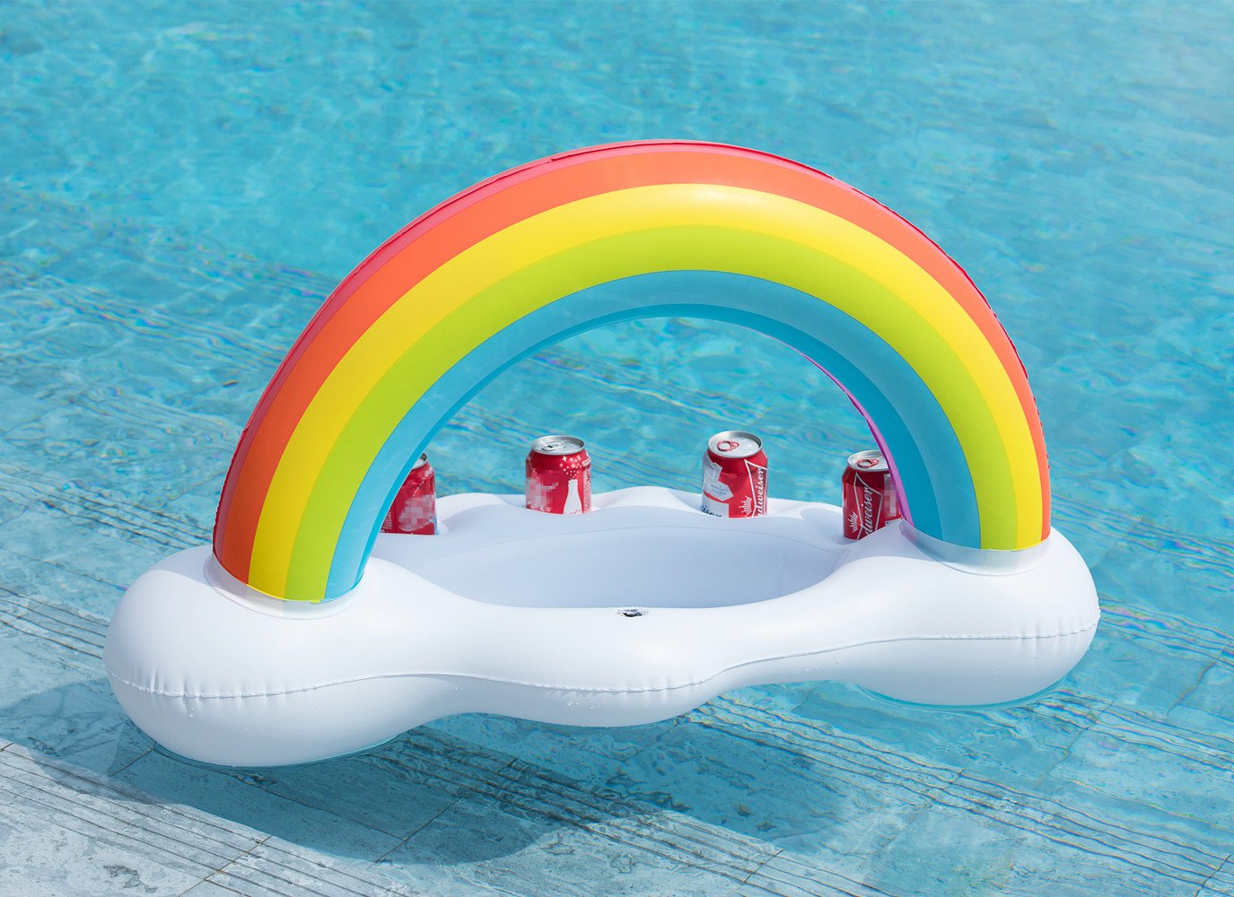Jasonwell Inflatable Pool Party Cooler - Rainbow Cloud Drink Holder Luau Hawaiian Tropical Beach Themed Birthday Easter Party Decorations Favors Supplies Decor Blow Up Drink Cooler Outdoor Kids Adults