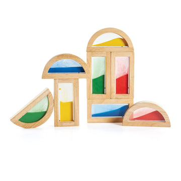 Guidecraft Rainbow Blocks - Sand: Wooden Sensory Building Toy, Skills Building Stacking Blocks For Kids, Multi-Colored Sensory B