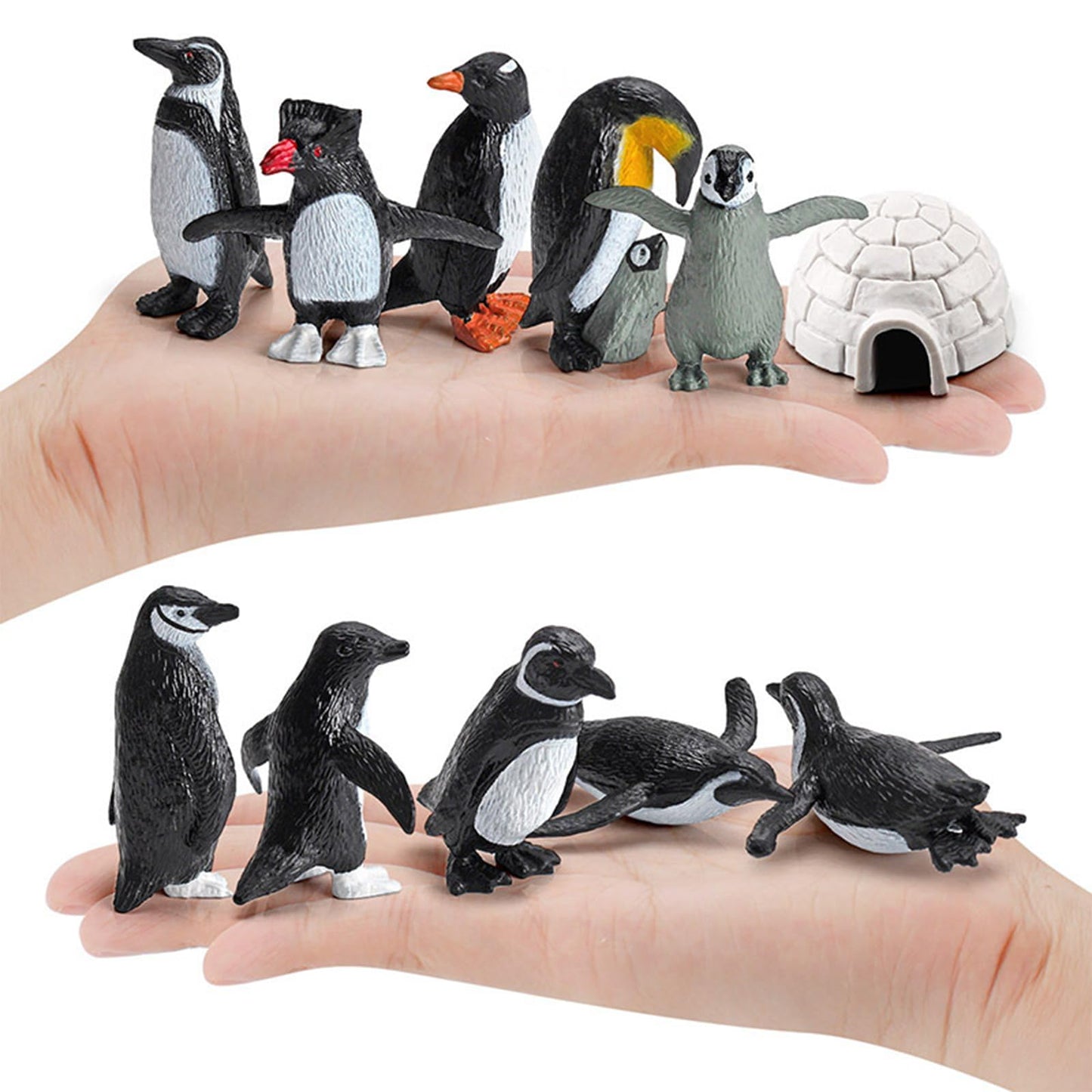 Onest 11 Pieces Mini Penguin Figurines Toy Set Realistic Arctic Animals Toys Penguins Cake Toppers Polar Small Penguin Figures For Kids Birthday Gift