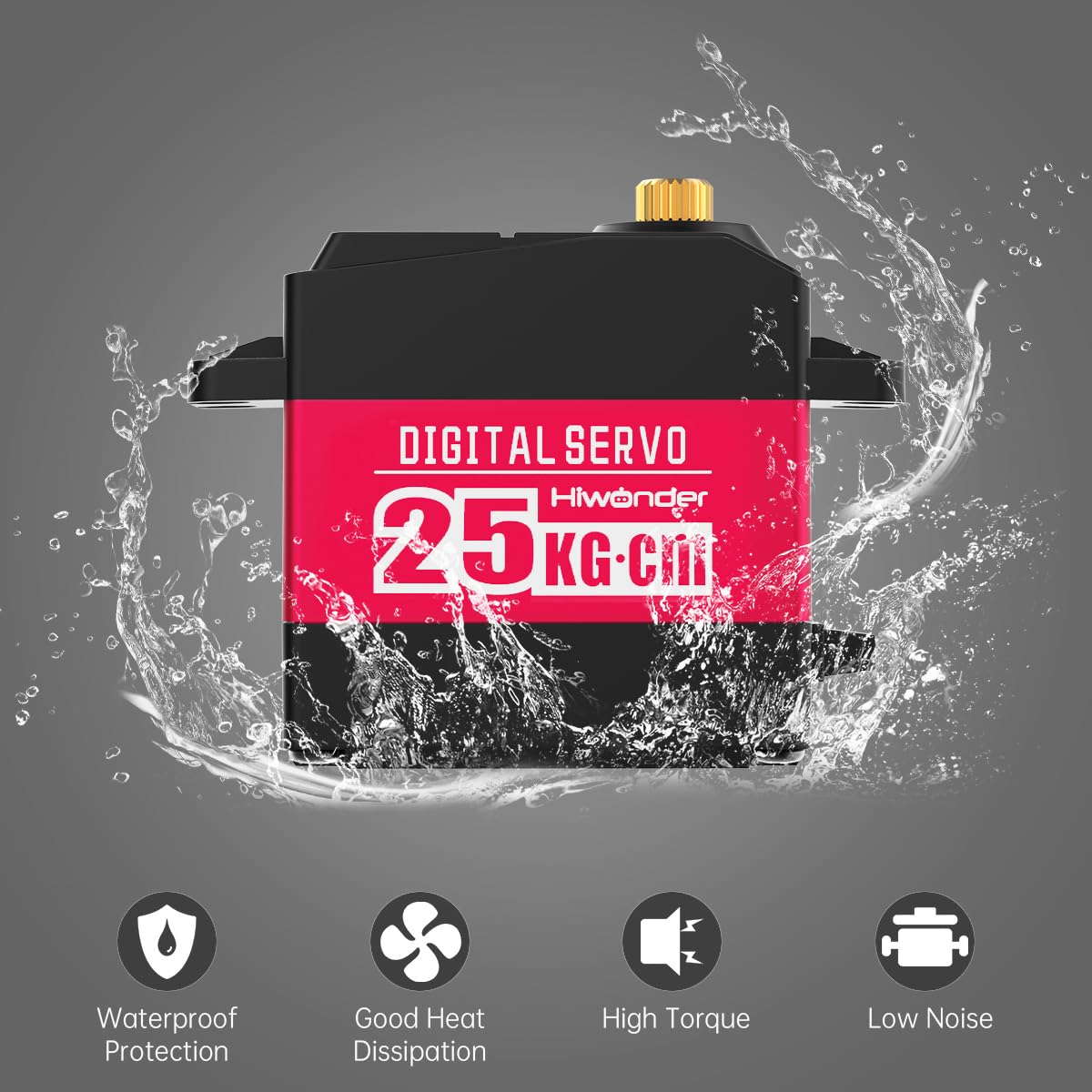 25Kg Servo High Torque Servo Motors, Waterproof Full Metal Gear Steering Servo For Robot Diy, Digital Servo With 25T Servo Horn,