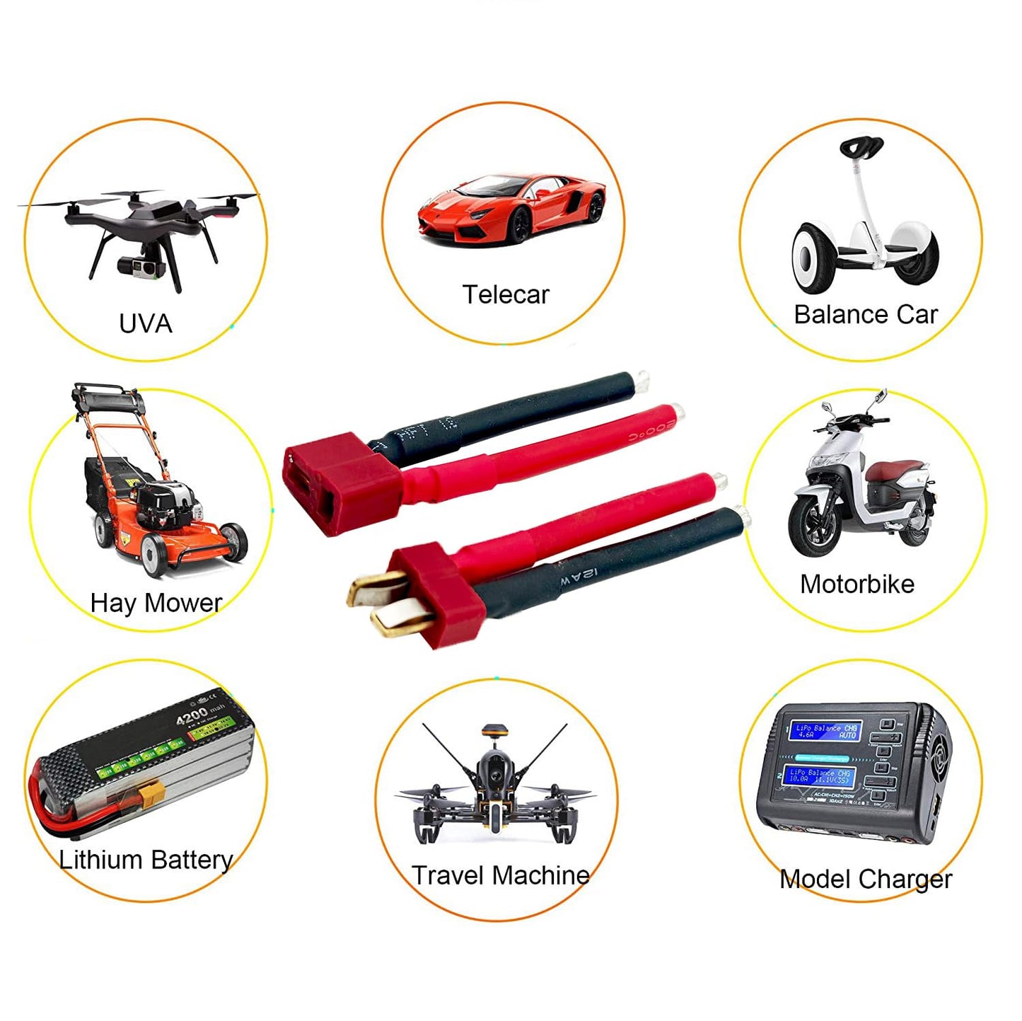 Zhofonet 3 Pairs T Plug Connector Female And Male Deans With 12Awg Silicon Wire For Rc Lipo Battery Cable Drone