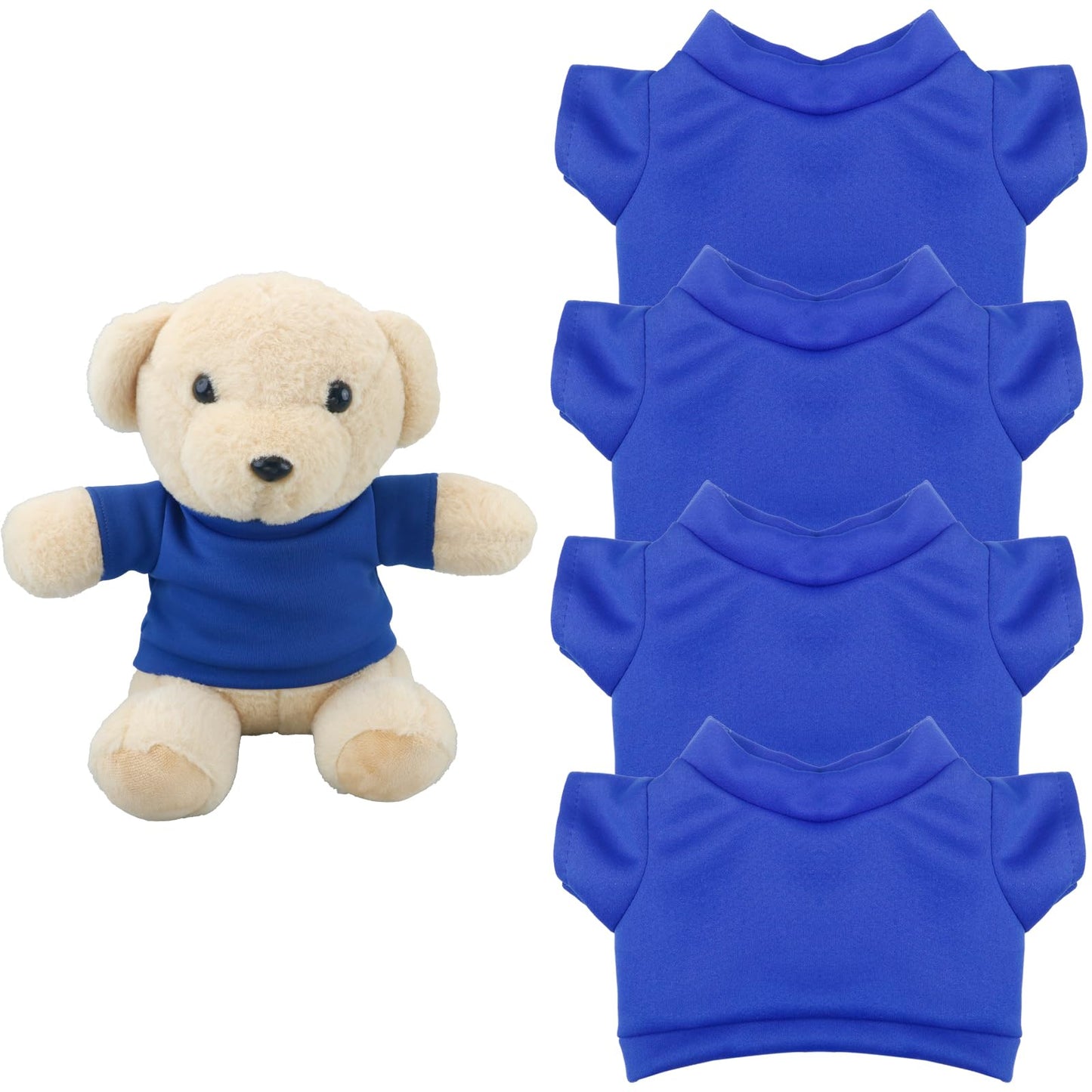 4 Pcs Stuffed Bear Basic T Shirt Clothes For 10-12Inch/12-15.7 Inch, T Shirt Classic Crew Neck Bear, Cute Tiny Clothes Diy Bear