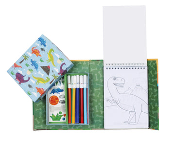 Tiger Tribe Dinosaur Coloring Set - Activity Kit with Stickers, Markers & Magnetic Storage Box - Green - Model 14013 - Ages 4+