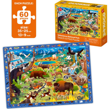 Puzzles For Kids Ages 4-6 - 4 X 60 Puzzles For Toddlers 3-5 By Quokka - Educational Search & Find Toy For 6-8-10 Yo For Learning Forest Polar, Usa National Park Animals & City Life