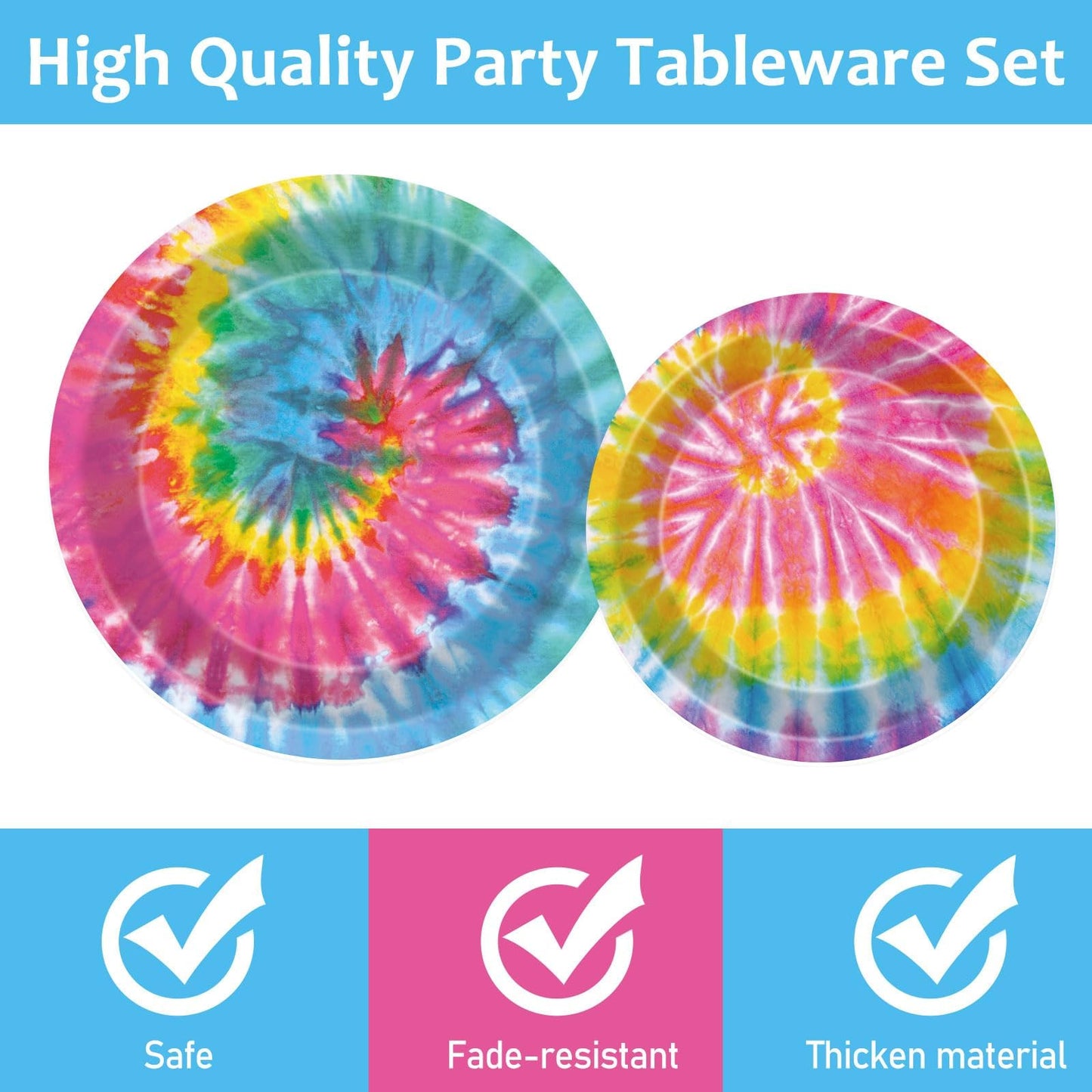 25 Guests Tie Dye Party Supplies Tie Dye Birthday Party Plates And Napkins Forks For Girls Tie Dye Birthday Party Decorations Ti