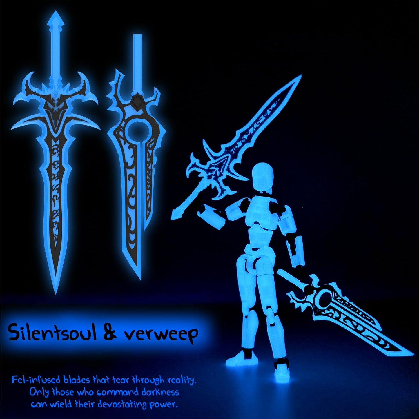 Deeplus 6-Pack Glowing Titan 13 Action Figures Set - 7.87" Plastic Models in 6 Colors with Weapons Accessories