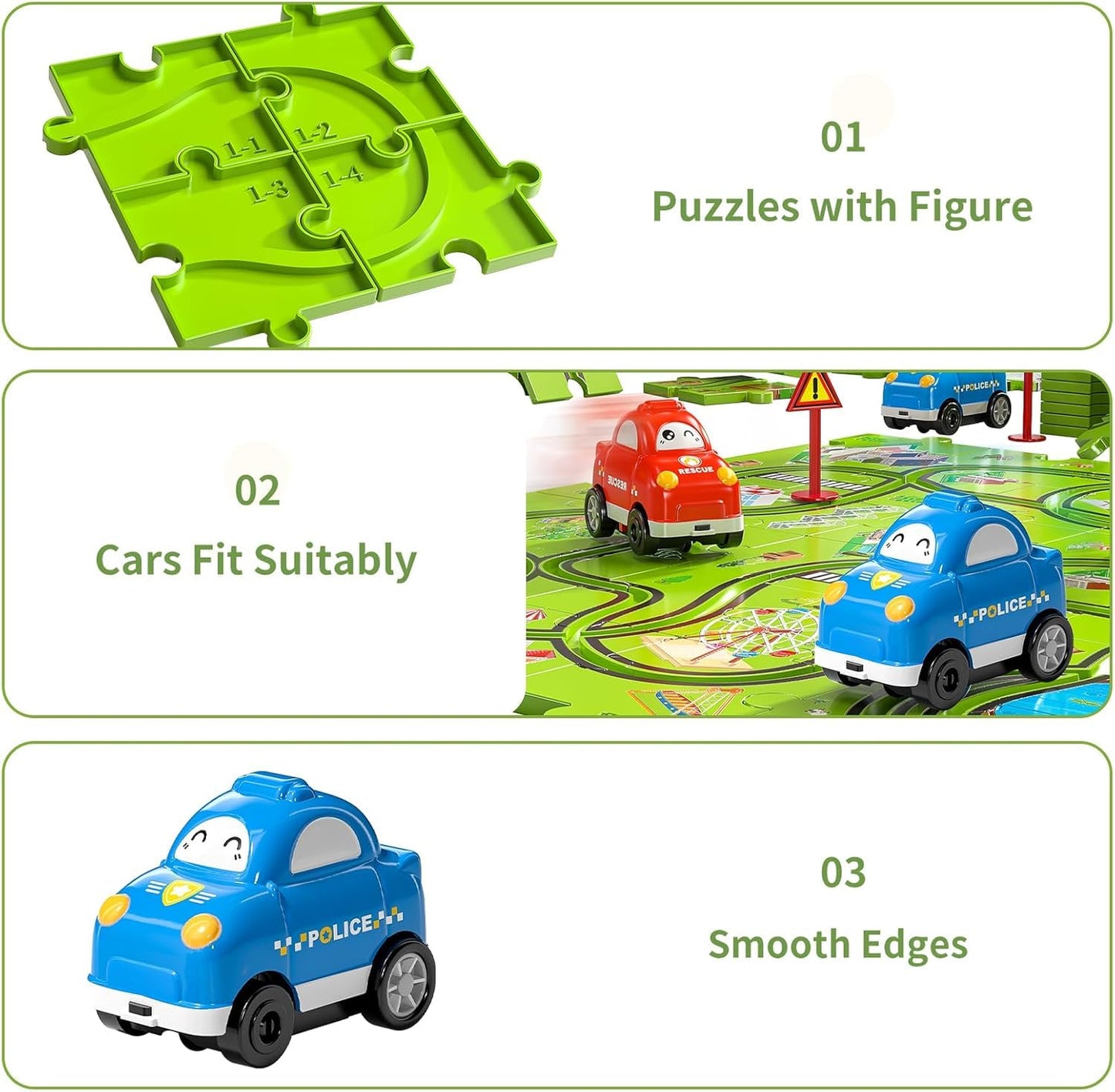 Temi 48 Pieces Puzzle Race Tracks Car Set Toys For Kids Ages 3-5 - Toddler Toys Gifts For 3 4 5 Year Old Boys, Puzzle Tracks Car Toys For Boys Ages 3-5 4-6, 3 4 5 6 Year Old Boys Birthday Gifts