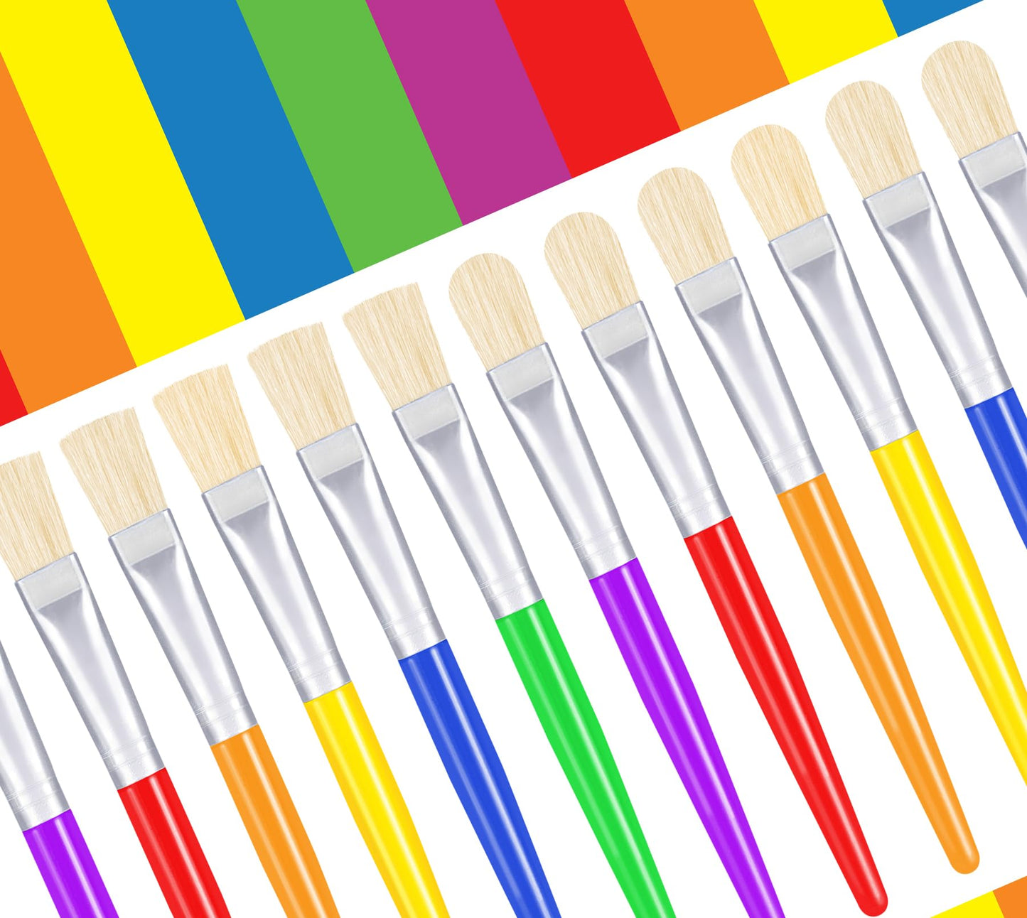 Joyooss Paint Brushes For Kids, 12 Pcs Round/Flat Large Kids Paint Brushes, Easy To Clean & Grip Washable No Shed Hog Bristle To