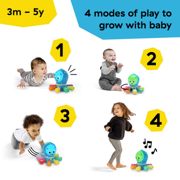 Baby Einstein 4-in-1 Crawl & Chase Learning Toy, Music & Lights, 9" x 9.4", Plastic, Go Opus Go, Ages 3 Months to 5 Years