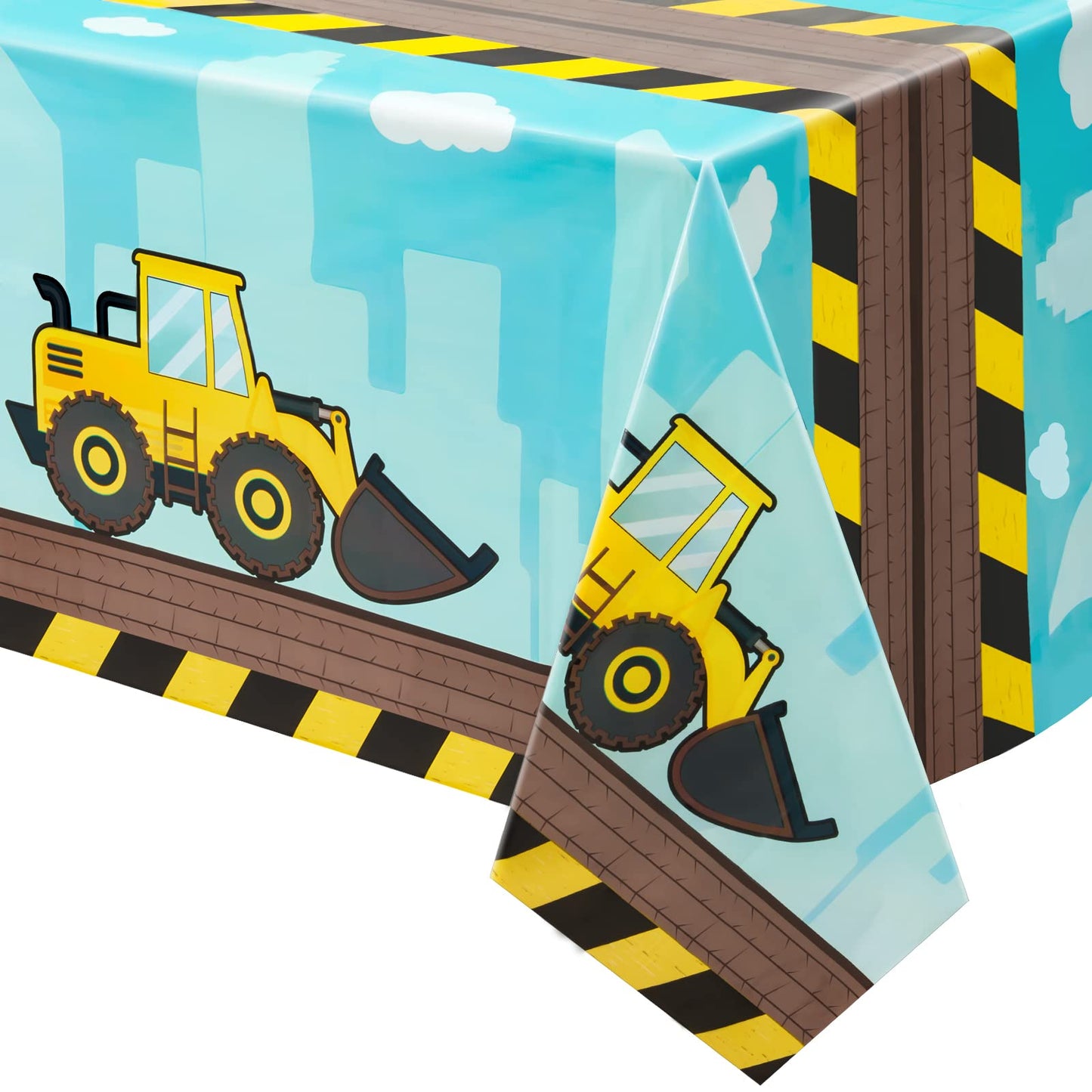 Wernnsai Dump Truck Table Covers - 1 Pcs 108''X 54'' Construction Table Cloth Disposable Plastic Tablecloth Truck Party Supplies For Kids Boys Birthday Construction Party Decorations