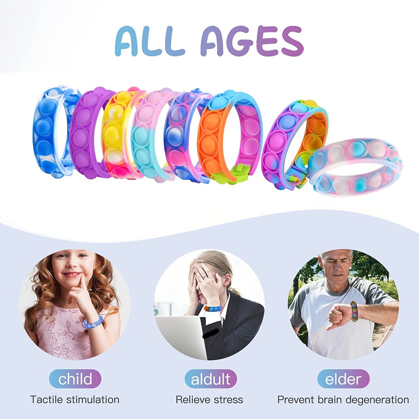 90Pcs Pop Bracelet, Party Favors For Kid, Pop Wrist Strap Fidget Toys Pack ,Fidget Toys For Girils Boys, As Gifts For Easter Chr
