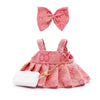 LYBHYQTII Doll Clothes Compatible with Labubu 17cm enhanced Dolls Accessories 3 Piece Set Including Chic Spaghetti-Strap Dress & Bag and Bow High-End Fashion Outfit for Play & Display - Pink