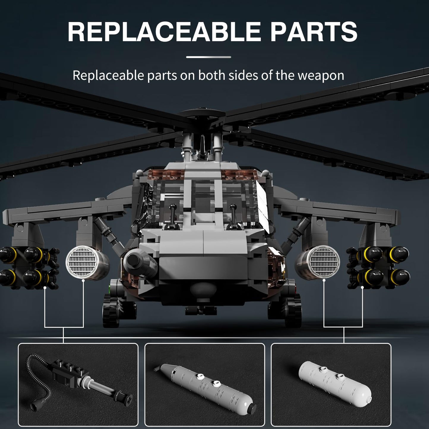 MISINI M7003 UH-60 Black Hawk Helicopter Building Blocks Set 1159 Pieces Military Series Air Force Medium Utility Helicopter 1:35 mature-themed Collection Toy Gift Model Aircraft