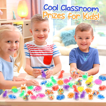 Mini Fidget Animal Squishy: 55Pcs Small Squishies Prizes, Party Favor Stress Balls Bulk, Dinosaur Sensory Squeeze Balls, Classro