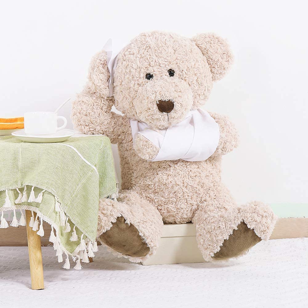 Muiteiur Teddy Bear Stuffed Animal Get Well Soon Teddy Bear 25.6 Inch Big Speedy Recovery Stuffed Animal Teddy Bear Gifts for Kid mature-themed After Surgery Soft Bandage Plush Bear