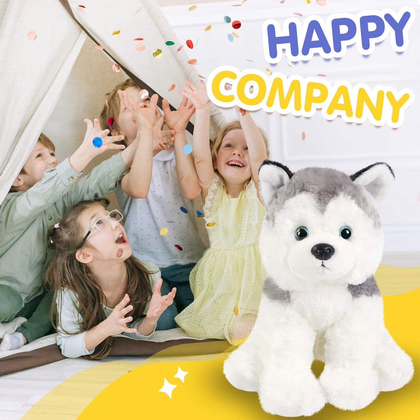 Bstaofy 12'' Husky Stuffed Animal Realistic Puppy Dog Soft Plush Toys Adorable Birthday Valentines Christmas Festivals Gifts For