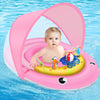 Baby Pool Float With Canopy Upf50+ Sun Protection, Baby Floats For Pool 6-12-24 Months Infant Toddler, Durable Baby Swim Float W