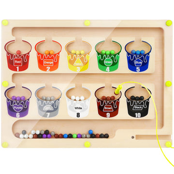 Magnetic Color and Number Maze, Montessori Magnet Puzzles Board Toys for Kids, Education Counting & Matching for Preschool Learn