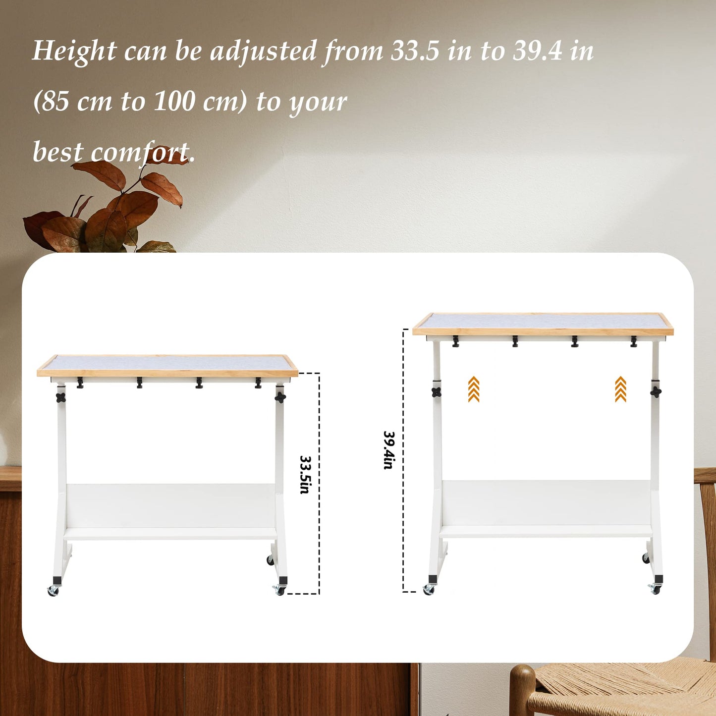 Tektalk Jigsaw Puzzle Table With Angle & Height Adjustment,Puzzle Board With Cover,Puzzle Easel Tilting Table With Legs, Enclosed With 4 Roller Wheels, For Up To 1500 Pieces