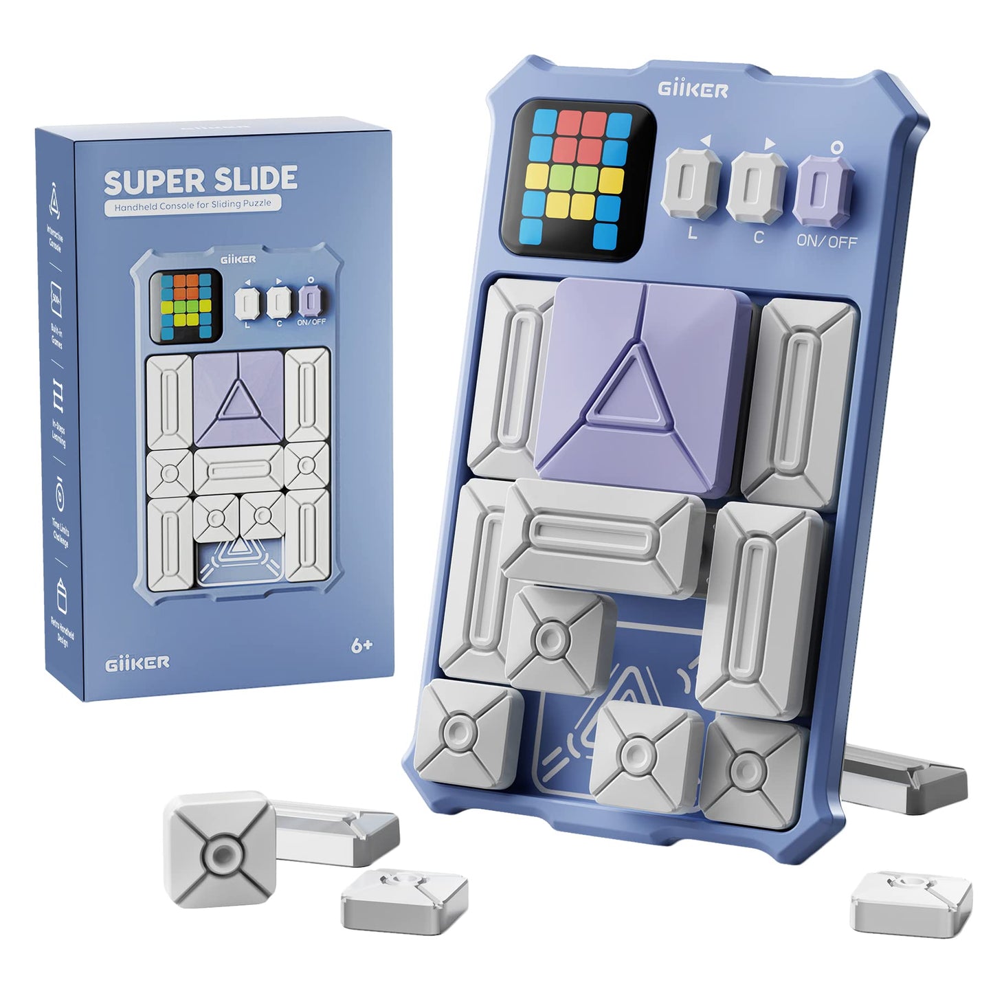 Giiker Super Slide Puzzle Games, Original 500+ Challenges Brain Teaser Puzzle, Toys For Kids, Travel Games Birthday Gifts Easter Stocking Stuffers For Boys Girls, Activities For Road Trips - Lavender