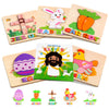 Easter Basket Stuffers For Toddler 1 2 3 Years Old,Wooden Puzzles For Toddlers 1-3,Montessori Toys Gifts,5 Pack Jigsaw Puzzles,