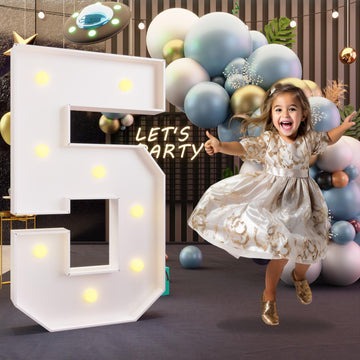 Imprsv 3Ft Marquee Numbers, Light Up Numbers For 15Th 50Th Birthday Decorations Anniversary Party Decor, Number 5 Light Up Numbe