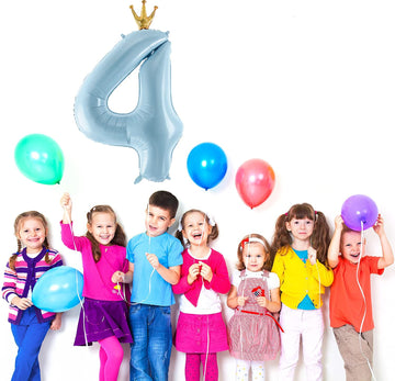 Gifloon Number 4 Balloon With Crown, Large Number Balloons 40 Inch, 4Th Birthday Party Decorations Supplies 4 Year Old Birthday