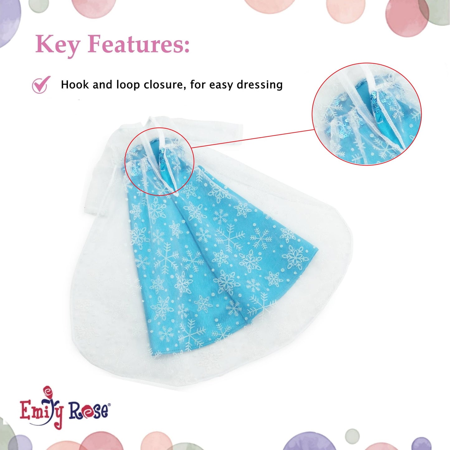 Emily Rose 14 Inch Doll Clothes Ice Princess Dress Gown Gift Set with Sparkly Shoes! | Perfect Halloween Costume for 14-14.5 Hard-Bodied Dolls | USA Business