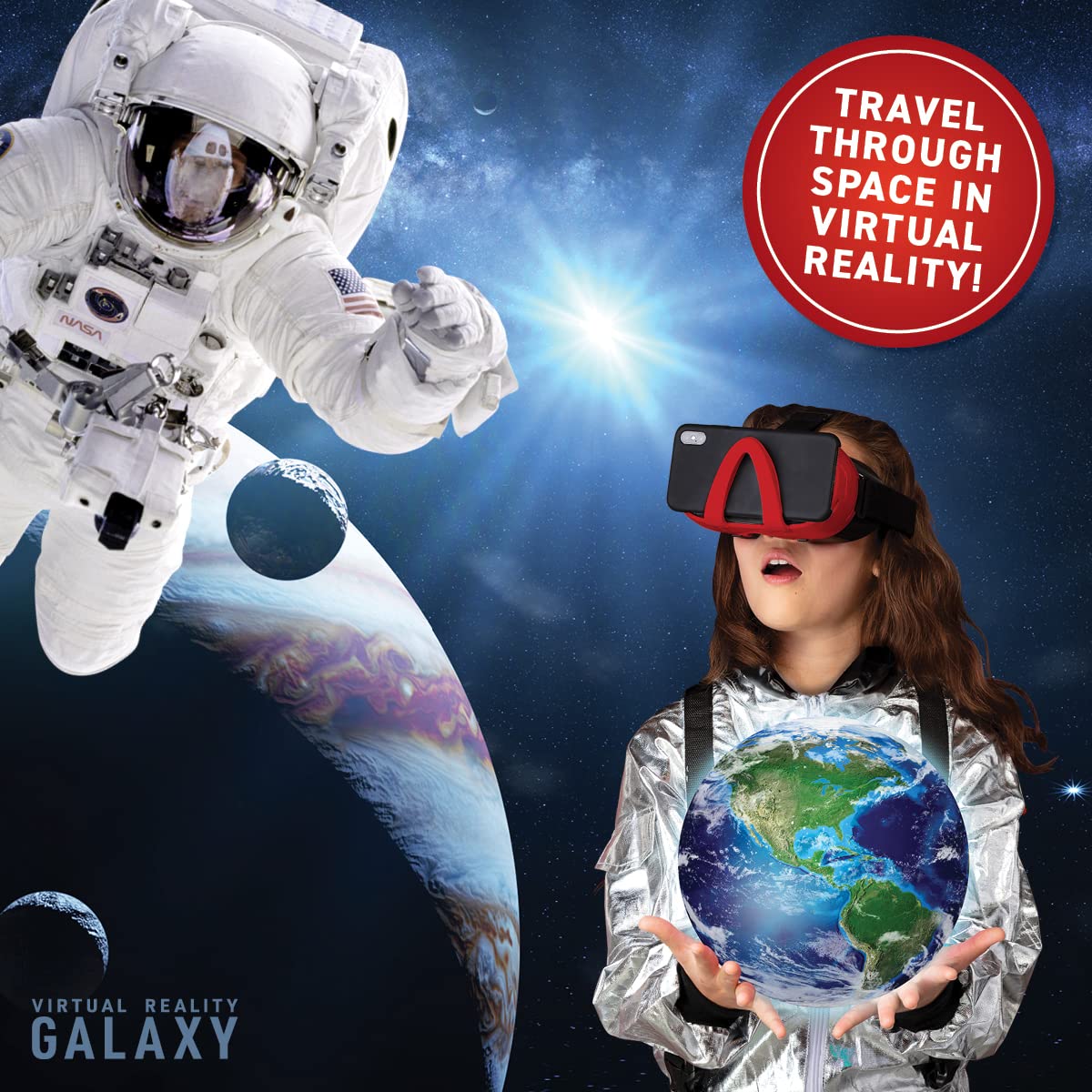 Abacus Brands Virtual Reality Galaxy Gift Box - Illustrated VR Book & STEM Activity Set, Multicolor, Model 94284, Plastic