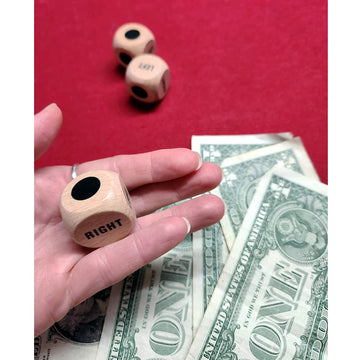 Bilywey 3Pcs Left Right Center Game Dice 1 Inch Beech Wood Dices With Drawstring Bag (3 Pcs)