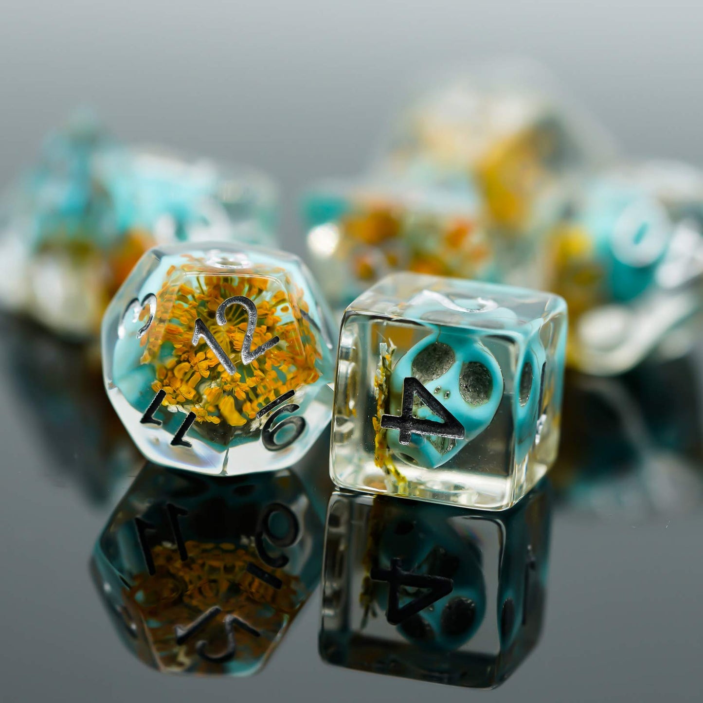 UDIXI 7 die DND Dice Set: Polyhedral DND Dice for Role Playing Games, Skull Dice Set for Dungeons and Dragons MTG Pathfinder (Bl