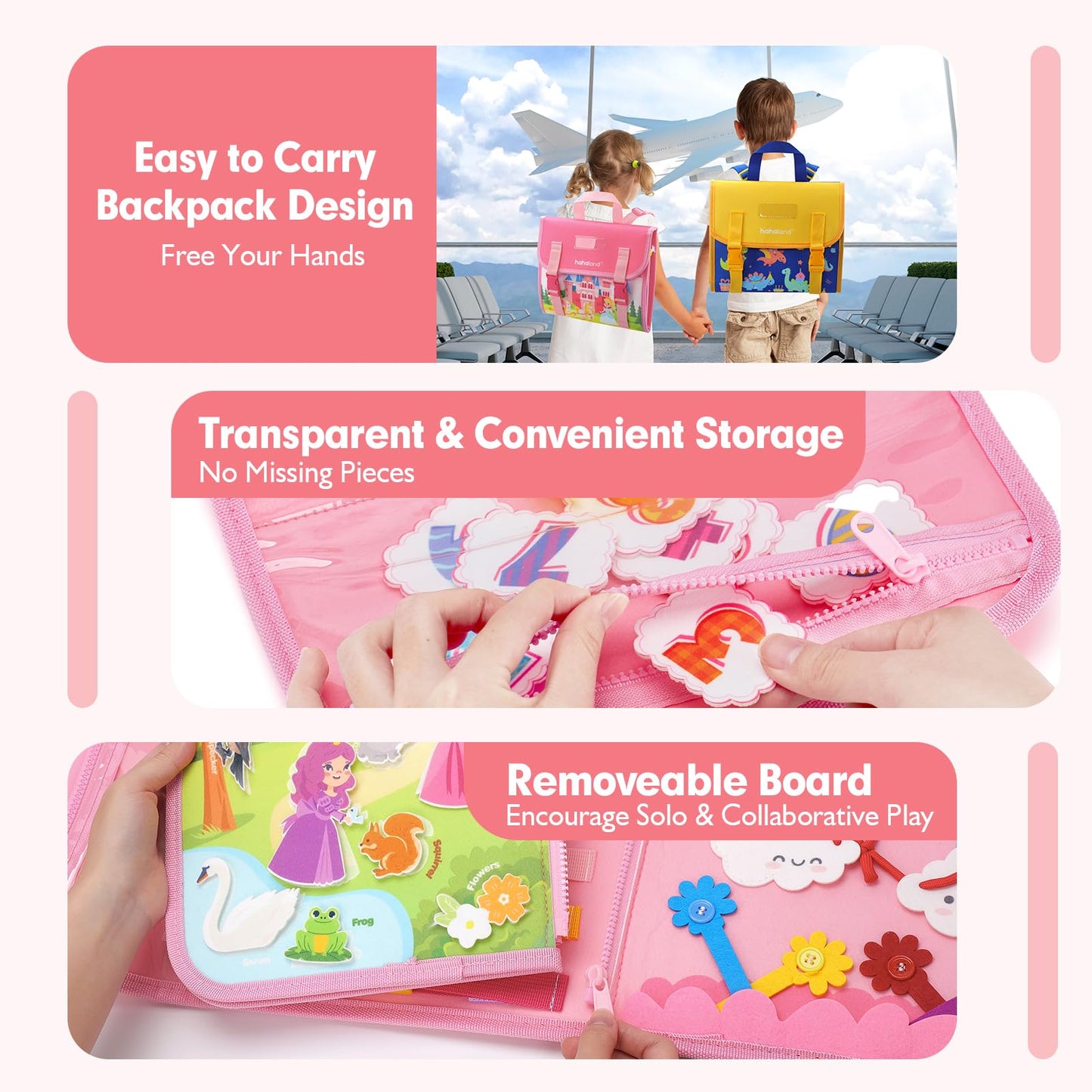 Hahaland Montessori Toys For Ages 2-4, Busy Board 1-4 Year Old Girl Birthday Gift 17 In 1 Preschool Learning Activities With 12 Life Skill, Number,Shape,Dressup,Animal,Figures,Baby Girl Easter Gifts