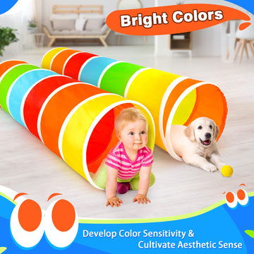 Kids Play Tunnel Tent For Toddlers, Colorful Pop Up Crawl Tunnel Toy For Baby Or Pet With Breathable Mesh, Collapsible Gift For Boy And Girl Play Tunnel Indoor And Outdoor Game (Colorful Play Tunnel)