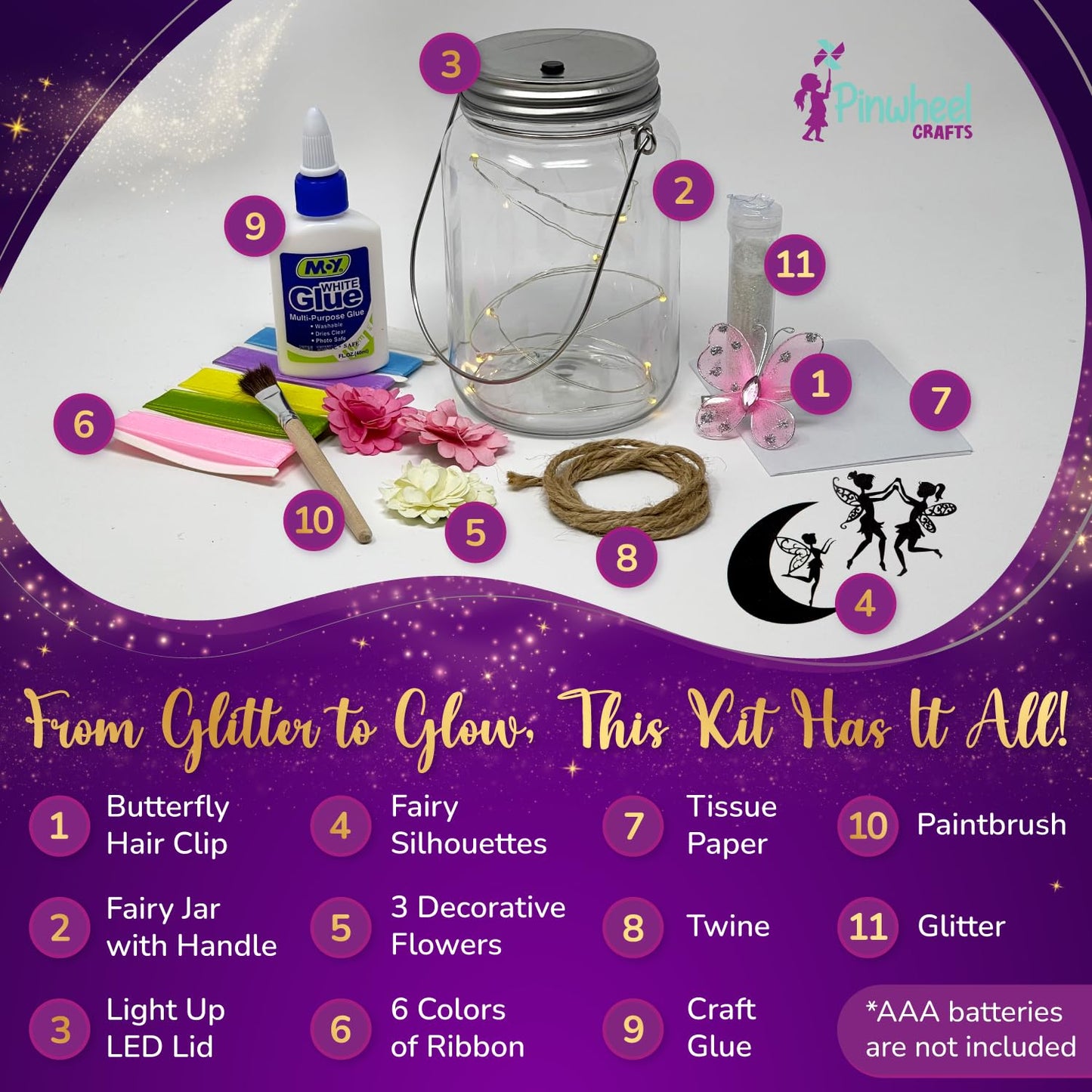 Pinwheel Crafts Holobrite Fairy Lantern Toy For Kids Ages 8-12 - Make Your Own Night Light - Fairy Jar Gift For Girls With Led Light - Arts And Crafts Kit For Kids